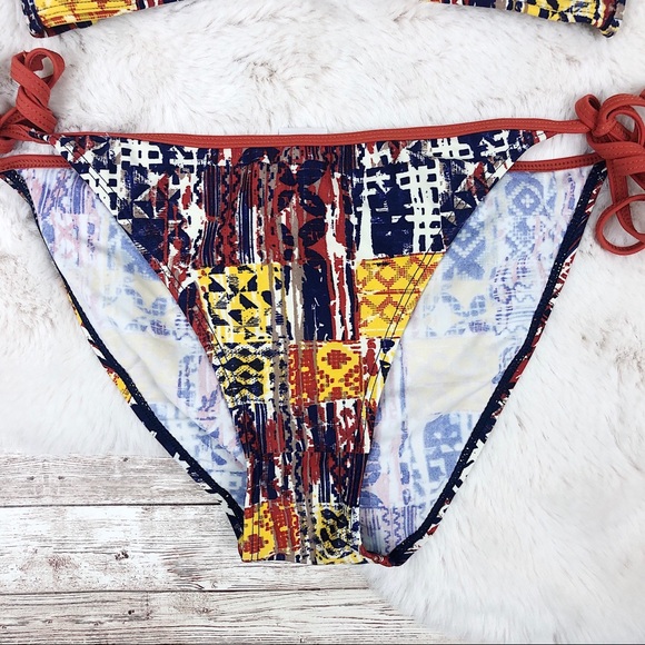 Target Aztec Print Colorful Tie Bandeau Bikini Set - Picture 6 of 7